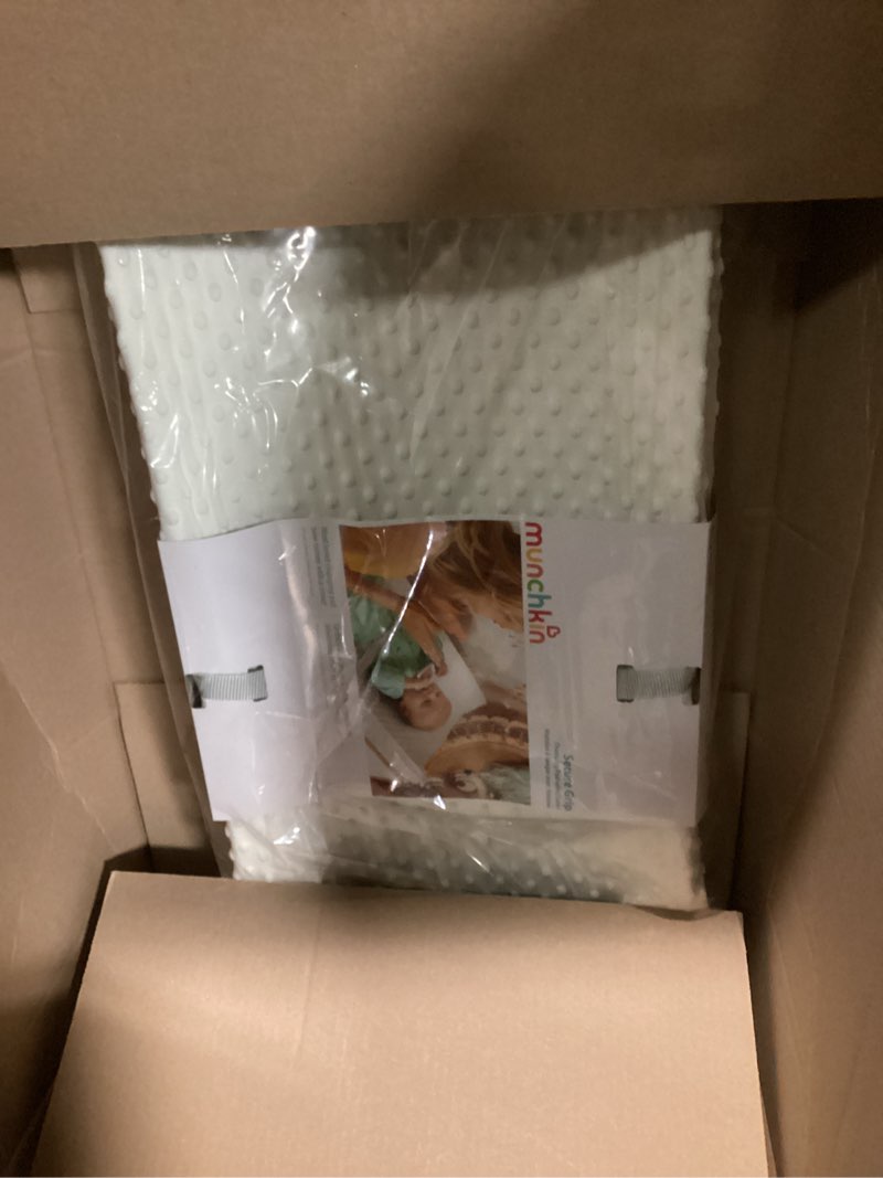 Condition photo showing New/Like New for Munchkin Secure Grip Baby Diaper Changing Pad with Cover for Dresser, Waterproof and Wipeable, Contoured, Standard Size (14.75" x 31"), White Changing Pad + Cover