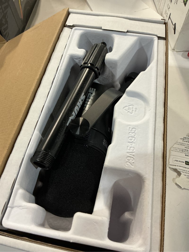Condition photo showing Good Condition for shure mv7+ podcast dynamic microphone with stand. obs certified, enhanced audio, led touch panel, usb-c & xlr outputs, auto level mode, digital pop filter, podcasting, streaming, recording - black
