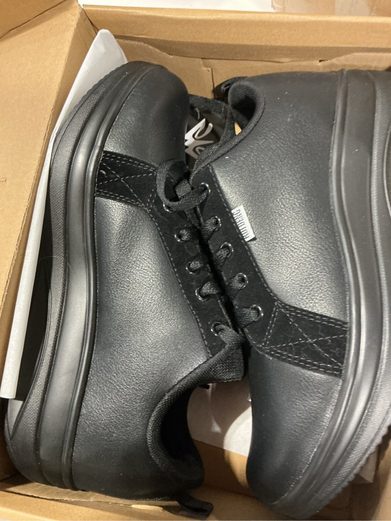 Condition photo showing New/Like New for ruideng platform sneakers for women walking all day | slip resistant work shoes for women comfortable | 2 inch thick wedge rocker bottom 9 all black 25148