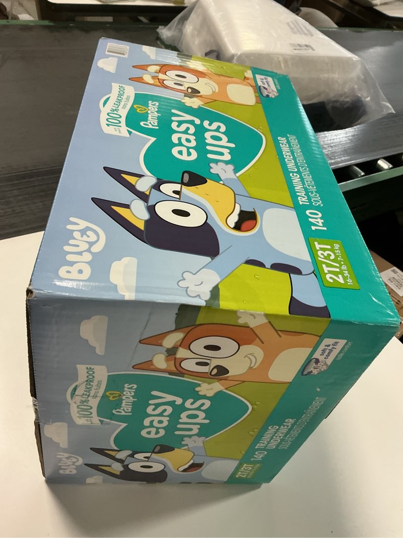 Condition photo showing New/Like New for Pampers Training Pants - Easy Ups Boys & Girls Bluey - Size 2T-3T, 140 Count, Children's Potty Underwear (Packaging May Vary) 2T-3T 140