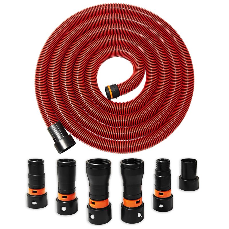 10ft shop vac hose, dust collection hose kit for home&shop vacuums system with 6 adapters for woodworking power tool & sander