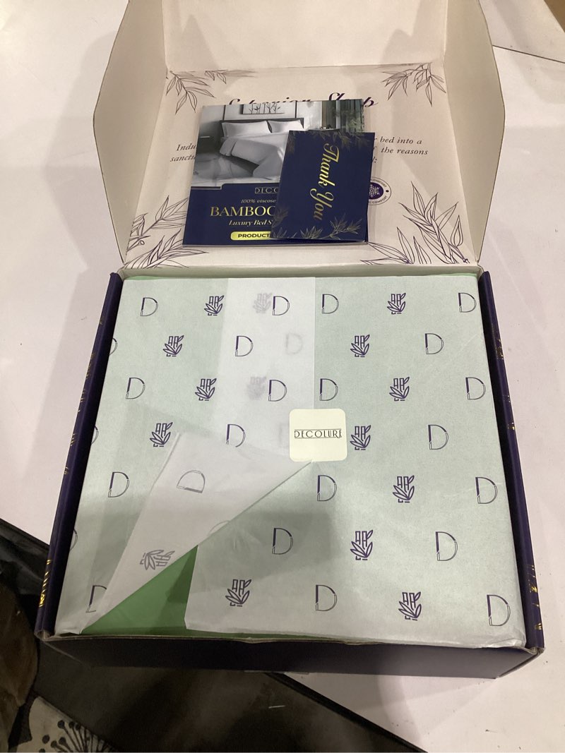 Condition photo showing New/Like New for decolure 100% viscose derived from bamboo sheets king size - luxury 4 pc naturally cooling sheets, ultra soft bed set - deep 17" pockets, durable double stitching, oeko tex standard (sage green) sage green king