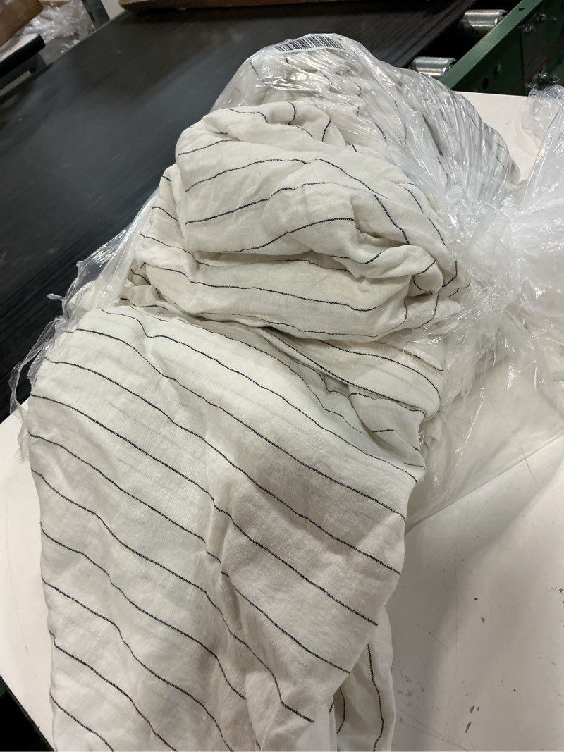 Condition photo showing Good Condition for european linen stripe deluxe bedding bundle, king, pencil stripe