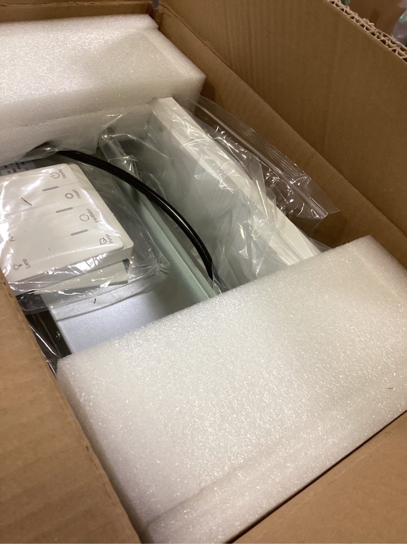 Condition photo showing Good Condition for 13.8in Bathroom Exhaust Fan with Light and Heater 1800W, 4 in 1 Bathroom Exhaust Fan with Heater 1.0 Sone, 12W LED Light, Metal Housing, Controller, Suitable for Bathrooms, Toilets, Shower Area