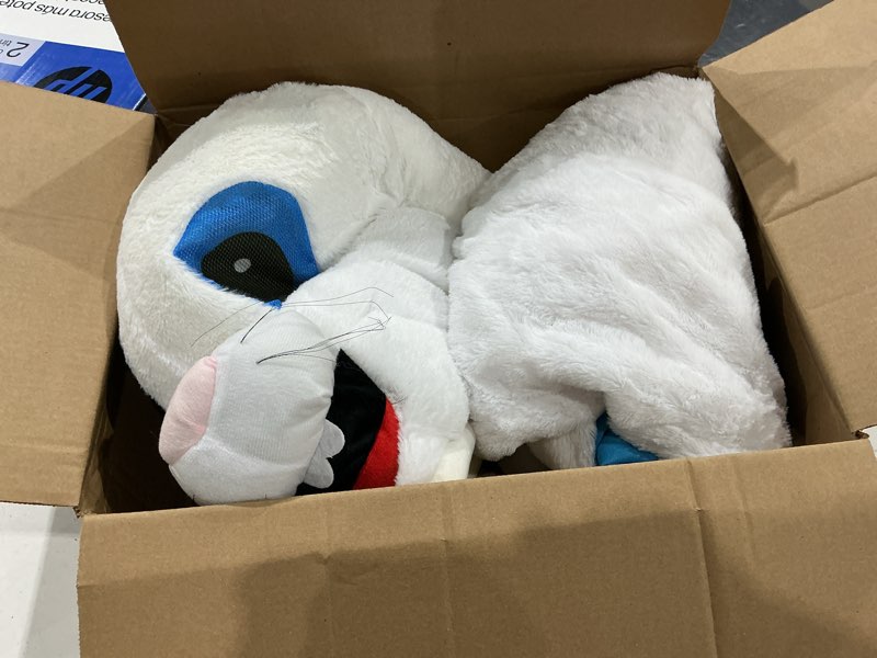 Condition photo showing As Is for easter bunny mascot costume blue vest unisex deluxe rabbit costume party adult size fancy dress blue rabbit