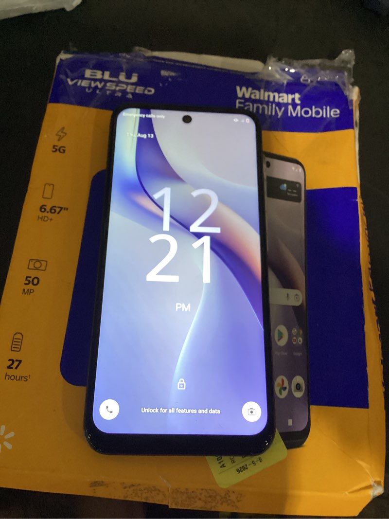 Condition photo showing As Is for working verified passcode locked walmart family mobile blu view speed ultra, 64gb, 5g, gray - prepaid smartphone [locked to walmart family mobile]