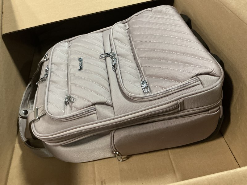 Condition photo showing Good Condition for LUGGEX Underseat Carry On Luggage with Wheels, Stylish Lightweight Under Seat Luggage, Soft Sided Personal Item Suitcase for Short Trip (Grey Pink, 16 Inch) Grey Pink Underseat 16-Inch