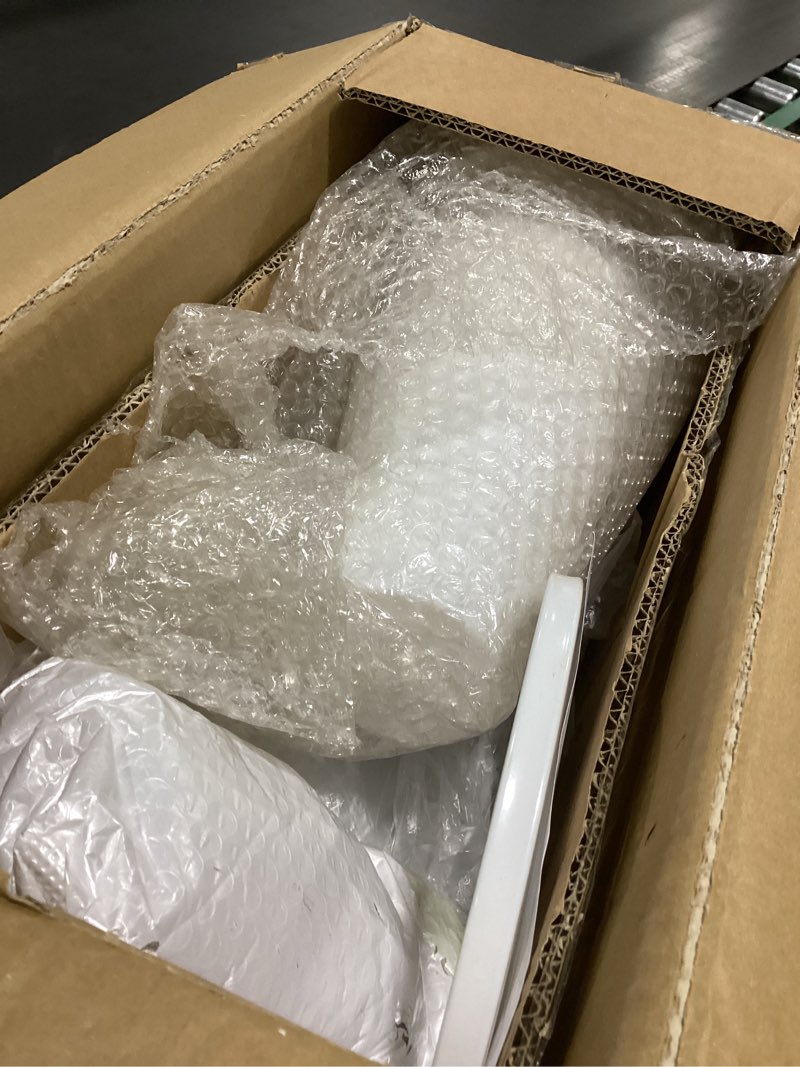 Condition photo showing As Is for DYALE Flower Display Stand with Buckets - Flower Cart with Wheels for Bouquet Shop, Metal Flower Rack Display Stand for Wedding Garden, Party, Events 1 (White, Round buckets) White Round buckets