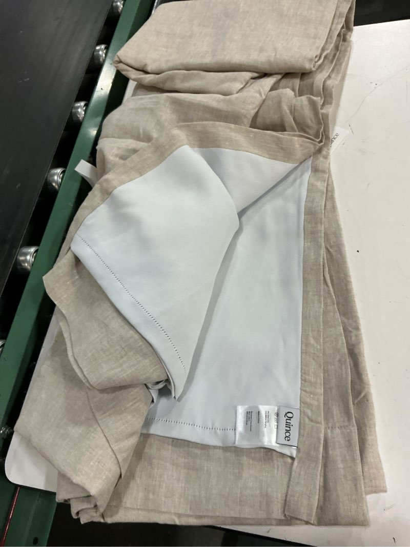 Condition photo showing Good Condition for quince raw silk room darkening curtain set of 2, color sand, 96*84 inc