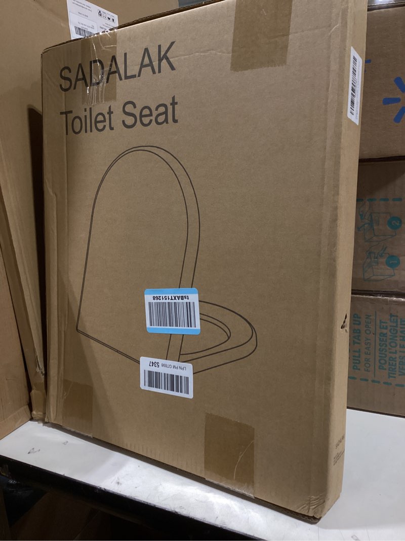 Condition photo showing Good Condition for d/u shape toilet seat,soft close and quick-release for easy cleaning toilet seats cover,stable hinge design to prevent shifting -white elongated toilet lid mtg16