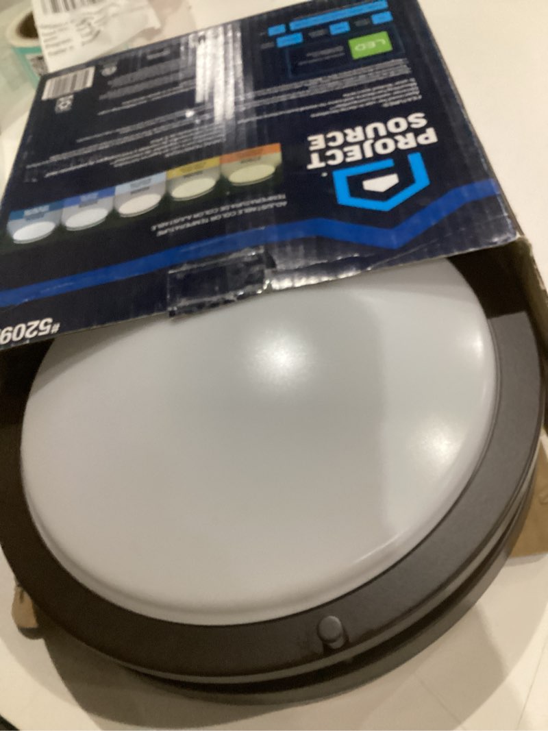 Condition photo showing Good Condition for  project source 11-in bronze indoor 1 -light led flush mount light with plastic shade