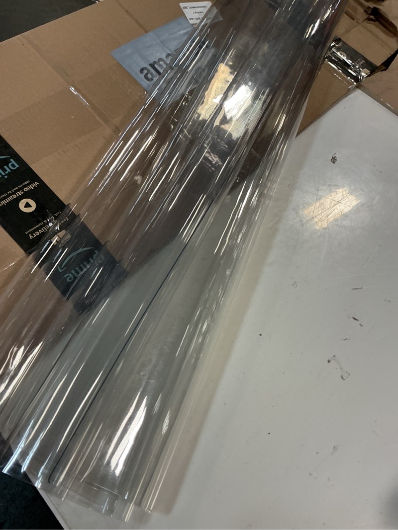 Condition photo showing Good Condition for Clear Table Protector 36 x 60 Inch, 1.5mm Thick Plastic Table Cover, Waterproof PVC Clear Table Cover Protector, Desk Mat Writing Desk Pad for Desktop, Coffee & Dining Room Tabletop 36" x 60" (Rectangular) Crystal Clear