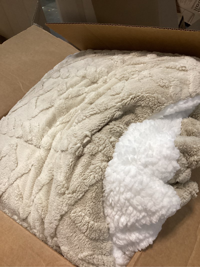 Condition photo showing As Is for Fleece Throw Blanket for Couch, 78x60 Inches Soft 3D Jacquard Weave Pattern, Fuzzy Soft Cozy Blanket for Bed, Blanket Warm Blankets for Winter (Brown,78\" X 60\")