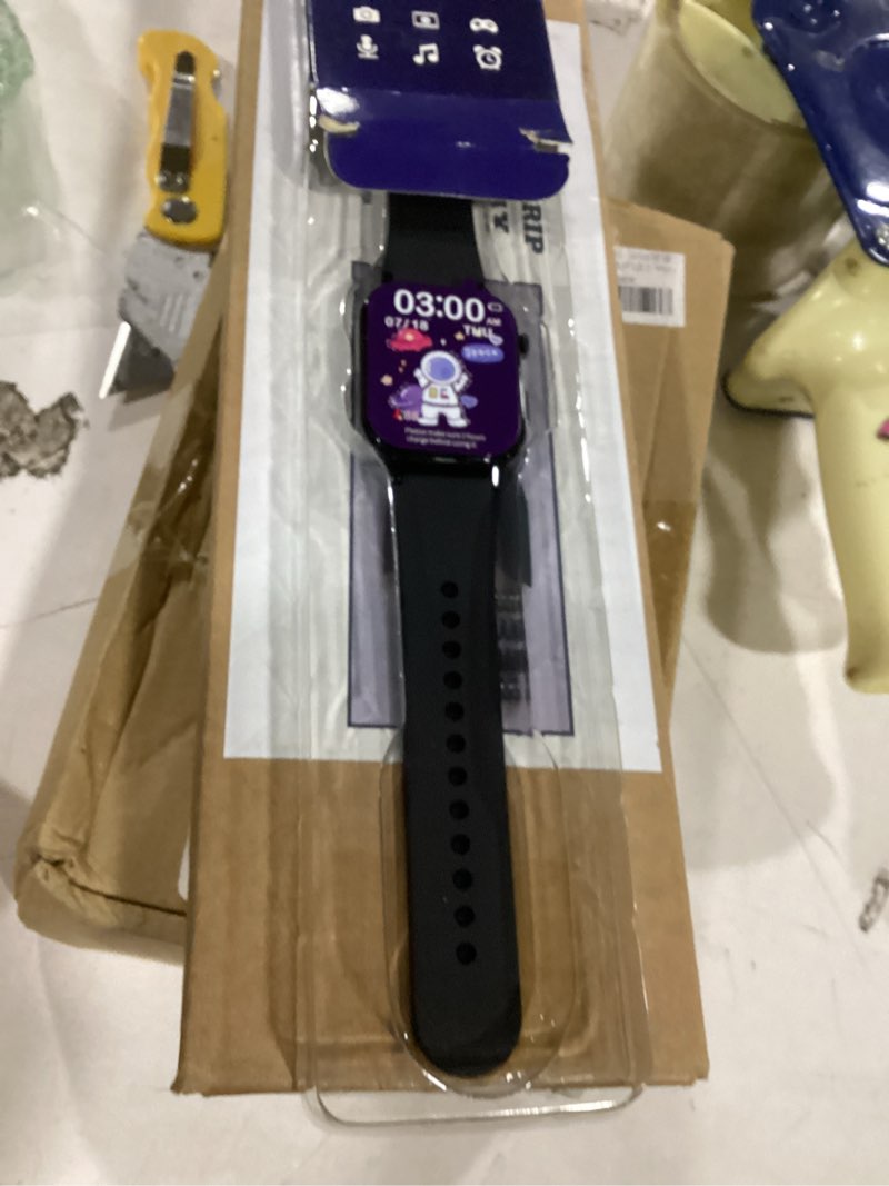 Condition photo showing Good Condition for kids smart watch boys with 32 puzzle games, watch for kids age 5-12, 12/24 hr camera hd touch screen learn cards video music player alarm pedometer audiobook flashlight educational toys birthday gifts black