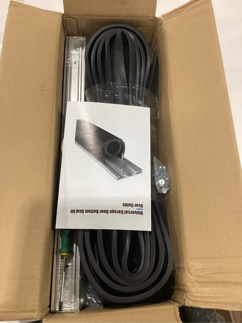 Condition photo showing New/Like New for garage door seals bottom rubber – 16.5ft epdm weatherproof seal with pre-drilled aluminum track retainer kit, fits 8-20ft doors, rodent proof, noise reducing (1.57" width, black) with aluminum track - 16.5 ft