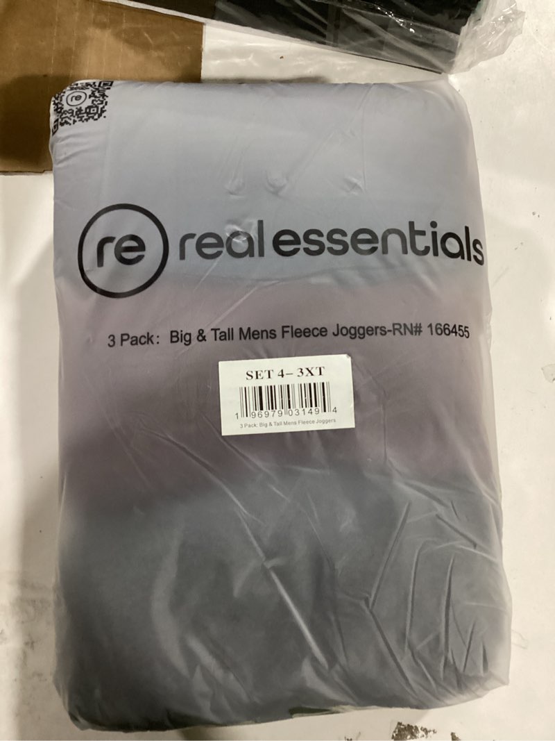 Condition photo showing New/Like New for Real Essentials 3 Pack: Men's Cotton Fleece Jogger Sweatpants - Athletic Pants Bottoms with Pockets (Big & Tall Available) Big & Tall 3X Tall Set I