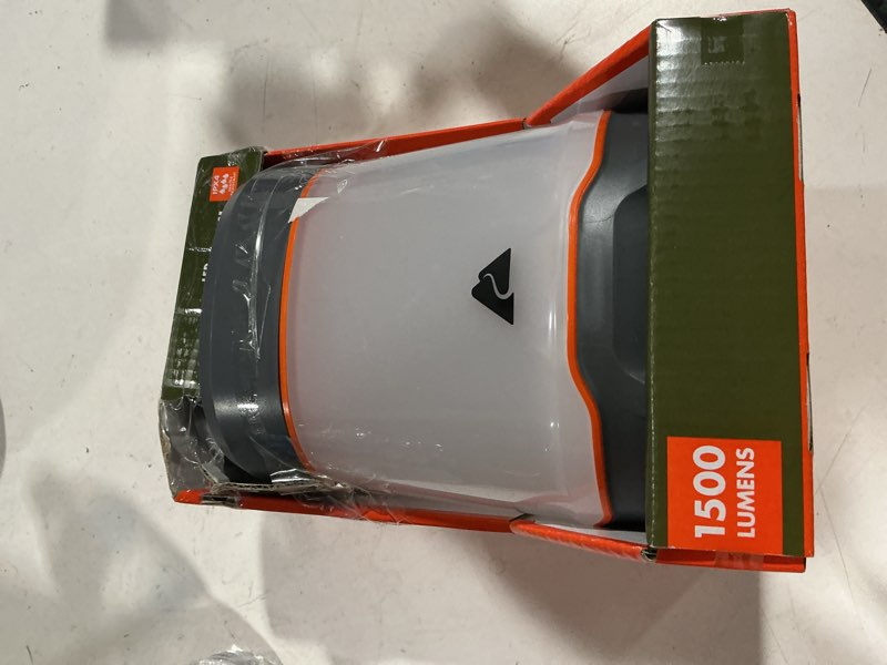 Condition photo showing As Is for ozark trail 1500 lumen led camping lantern with 5 modes and long 300 hour runtime