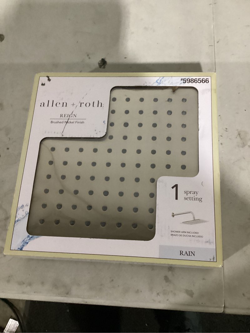 Condition photo showing Good Condition for allen + roth reign  brushed nickel 10-in square fixed rain shower head 1.8 gpm