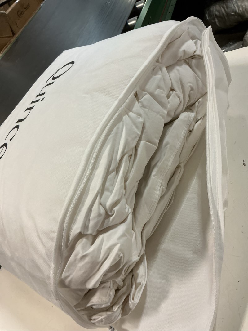 Condition photo showing As Is for lightweight premium down comforter, king/cal king, down