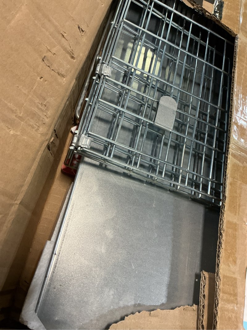 Condition photo showing As Is for vevor live animal cage trap, 31" x 10" x 12" humane cat trap galvanized iron, folding animal trap with handle for rabbits, stray cats, squirrels, raccoons, groundhogs and opossums