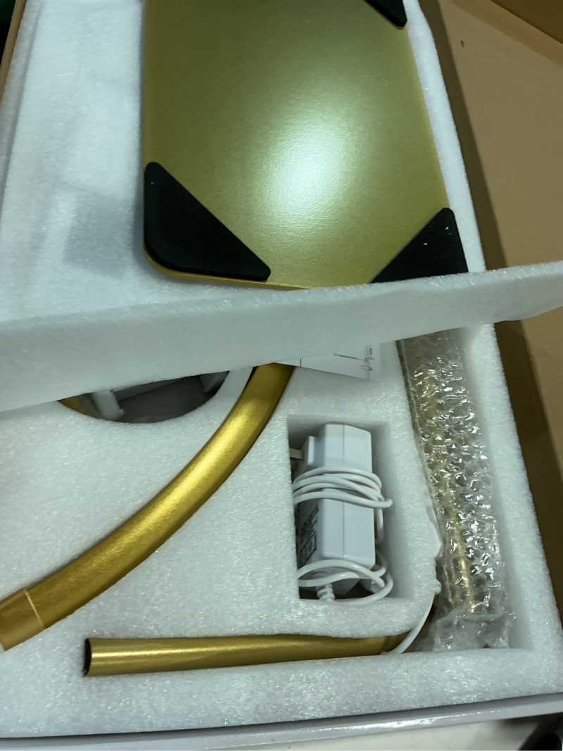 Condition photo showing New/Like New for aurelle half moon lash light - adjustable led floor lash lamp with 4x magnifier & phone holder for eyelash extensions,nail art,tattoo,skincare,salon spa-dimmable brightness,rotating head, gold