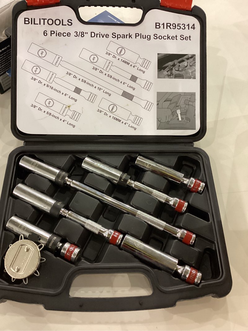 BILITOOLS 6 Piece 3/8-Inch Drive Magnetic Swivel Spark Plug Socket Set-includes 9/16-Inch, 5/8-Inch,