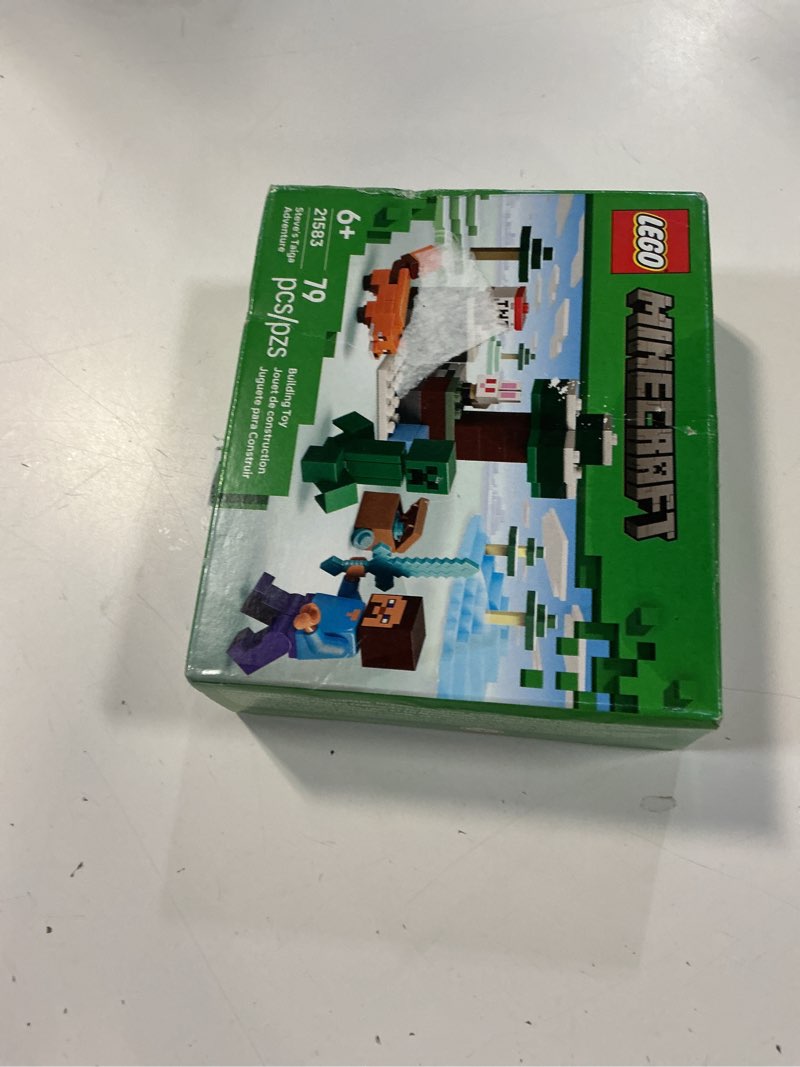 Condition photo showing New/Like New for lego minecraft steve’s taiga adventure toy 21583