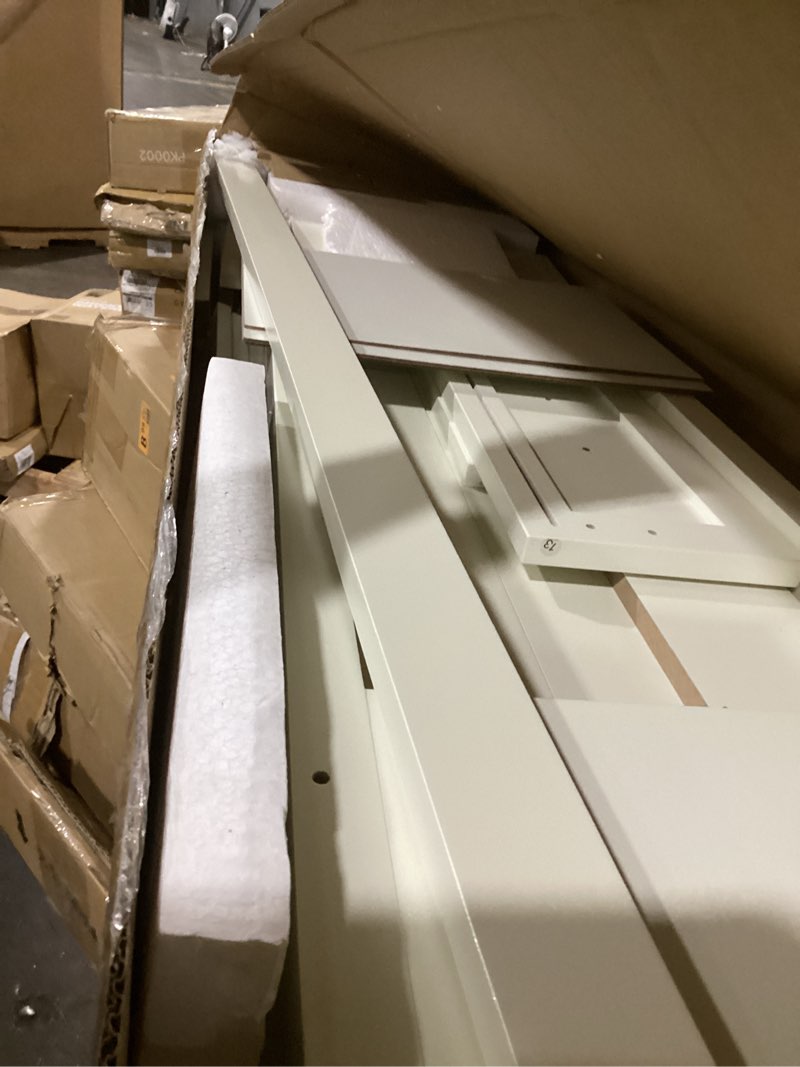 Condition photo showing Good Condition for choochoo 47" farmhouse console table with 3 drawers, rustic entryway table, narrow long sofa table for living room, hallway, behind couch, soft white and brown soft white and brown 11.81"d x 47.24"w x 31.3"h