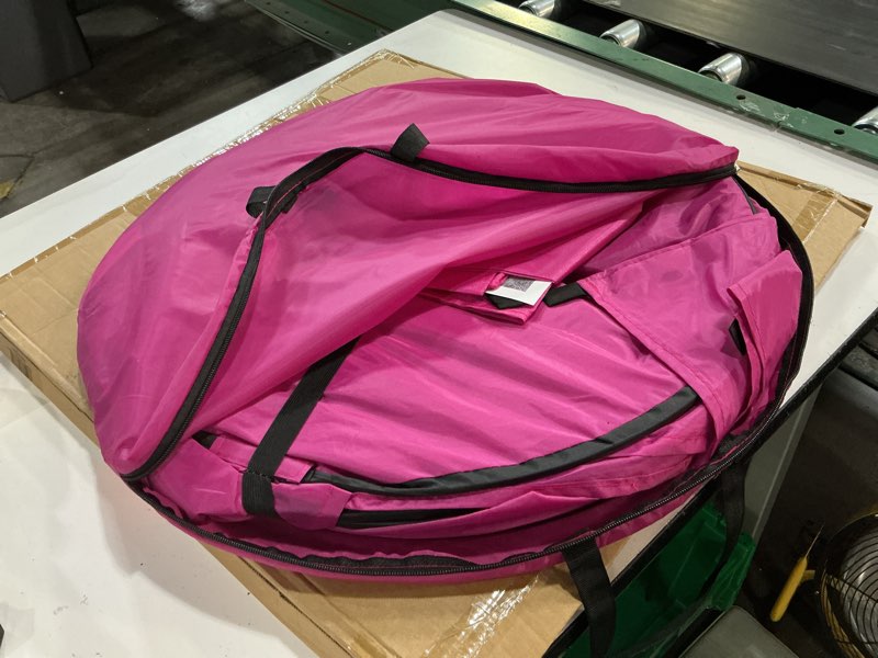 Condition photo showing New/Like New for wakeman pop up changing tent, 3.3 x 3.3 x 6.2ft, camping shower tent for portable toilet stall or dressing room with carry bag for camping, beach, or tailgate, polyester pink