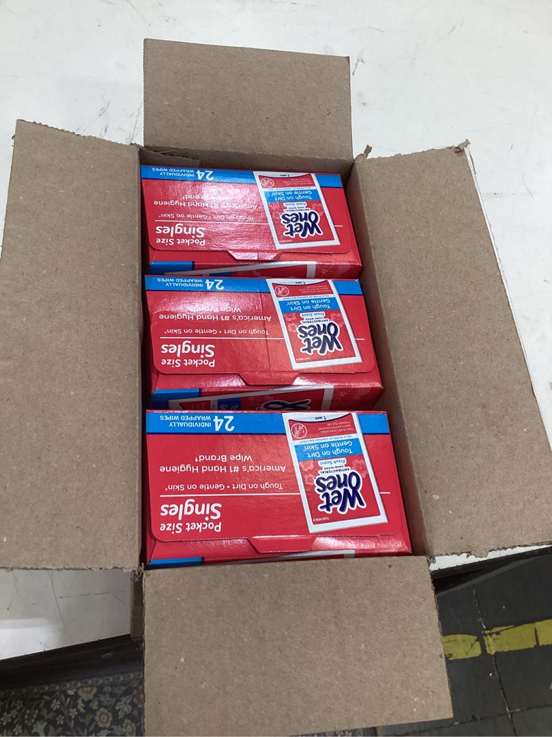 Condition photo showing New/Like New for wet ones moist wipes fresh scent anti bacterial singles - 24 ct, pack of 3