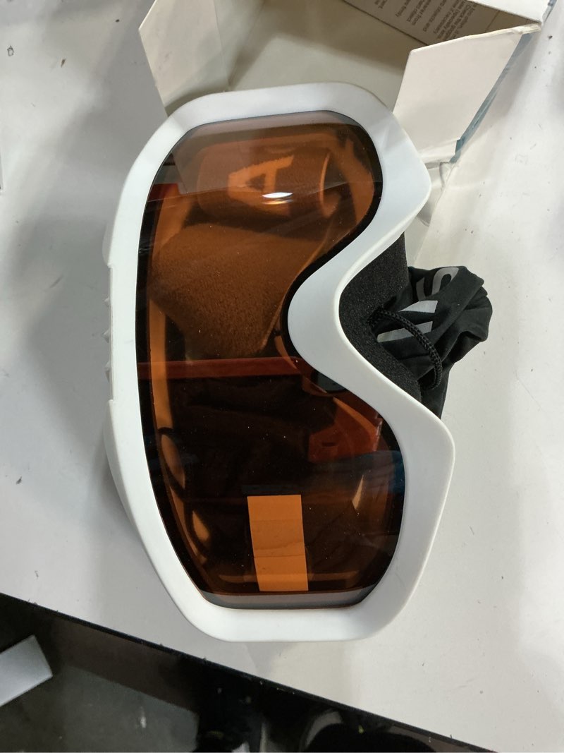 Condition photo showing Good Condition for Karsaer Ski Goggles Anti-Fog Snow Goggles OTG 100% UV Protection Snowboard Goggles Bendable Dual-Lenses for Men Women Youth Matte White Frame Orange Lens Vlt 60%