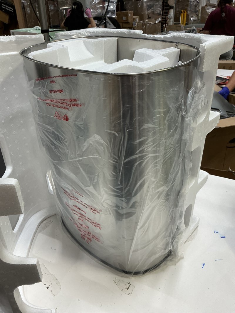 Condition photo showing Good Condition for BestOffice | 13 Gallon Trash Can with Lid | Automatic Touchless Garbage Can | Odor Control | Modern Oval Design | Easy to Clean | Stainless Steel | Fits Any Kitchen, Bathroom, Office or Home Stainless Steel Stainless Steel