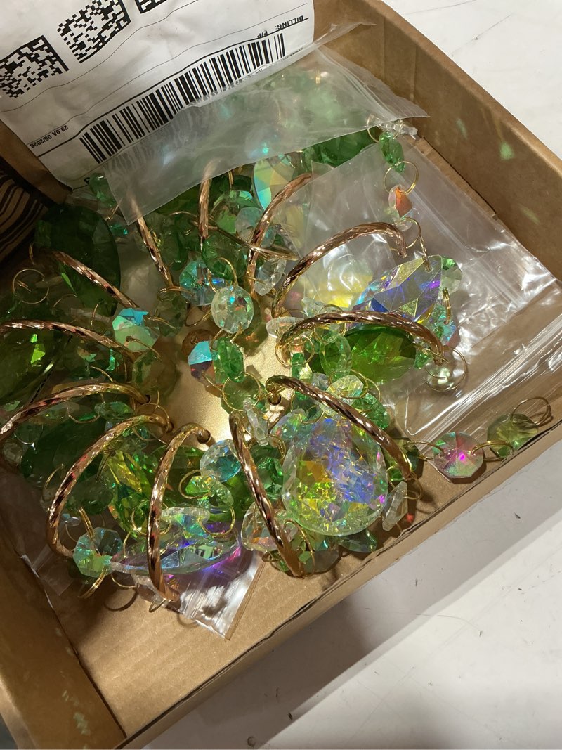 Condition photo showing New/Like New for hanging window garden crystal sun catcher, luxury elegant gold-plated decor, party crystal ornament (green)