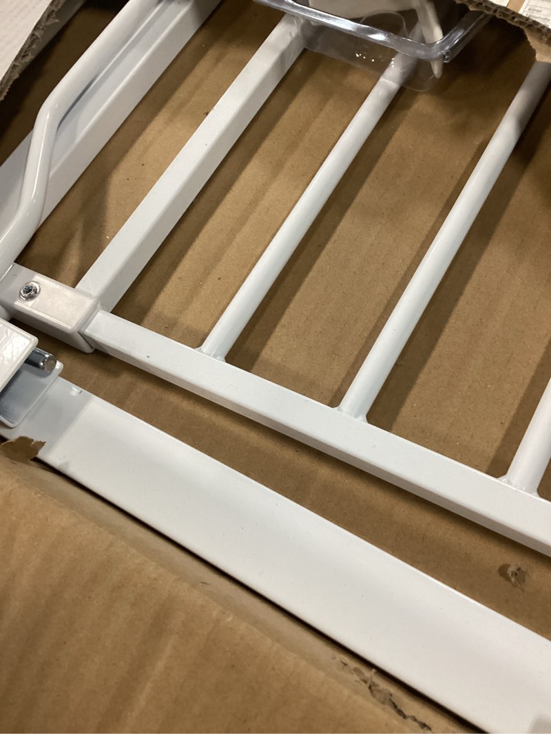 Condition photo showing Good Condition for Mom's Choice-GROWNSY Baby Gate for Stairs, 29.5"-48.4" Pressure Mounted Baby Gate for Top of Stair&Doorway with V-Shaped Rods, Anti-Trip Pedal, Extra Wide Stairs Dog Gate Easy Install w/Red Reminder White 29"-48"*30"