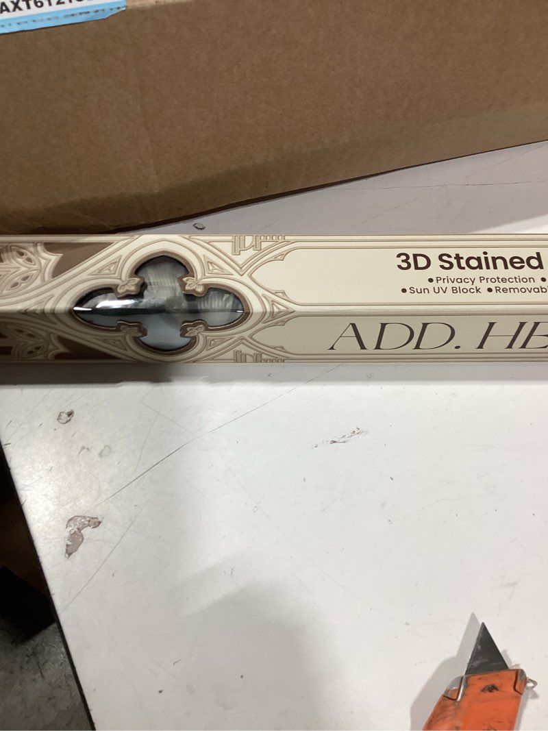 Condition photo showing New/Like New for 3d stained glass window film, decorative window privacy film for bathroom,front door,home, sun blocking heat control,static cling,aqua luster 23.6inch x 35.4inch 23.6inch x 35.4inch aqua luster