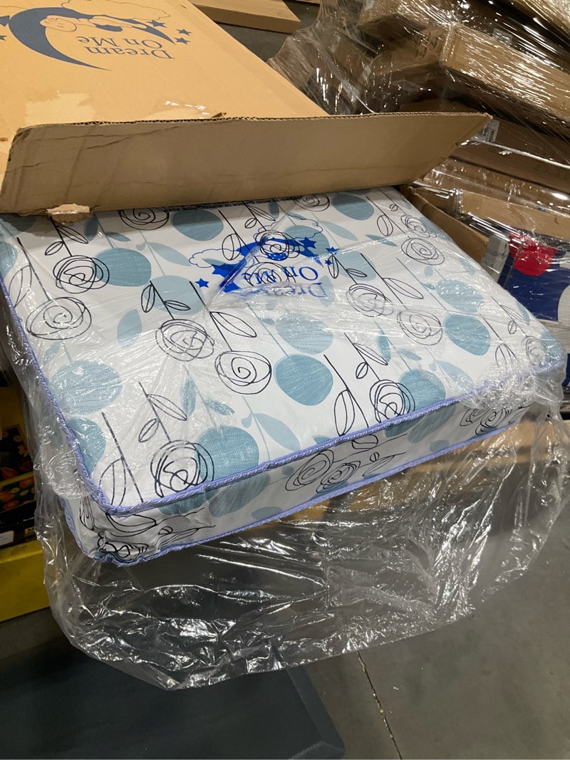 Condition photo showing Good Condition for dream on me nap nest baby crib mattress, greenguard gold, made in usa | waterproof cover, 88 coil spring support, bsa verified, astm & cpsc tested, fits full size crib and toddler bed 52"x28"x5" teal flowers crib