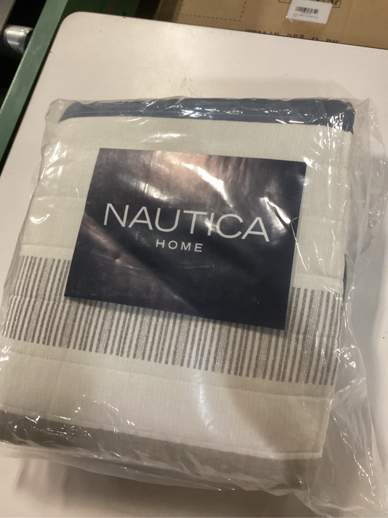 Condition photo showing New/Like New for nautica galewood beige cotton reversible 2-piece quilt set, twin bedding