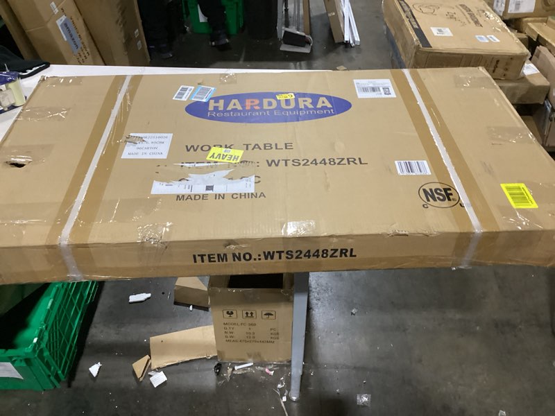 Condition photo showing As Is for HARDURA All Stainless Steel Table 24X48 Inches Metal Commercial Kitchen Prep Table with Adjustable U