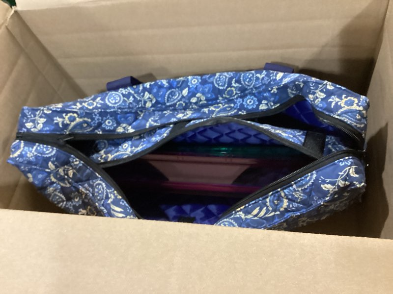 Condition photo showing As Is for american mahjong set with blue carrying bag, 166 white tiles, 4 all-in-one rack/pushers, mahjong tiles set (ma jong, mah-jongg, majiang)
