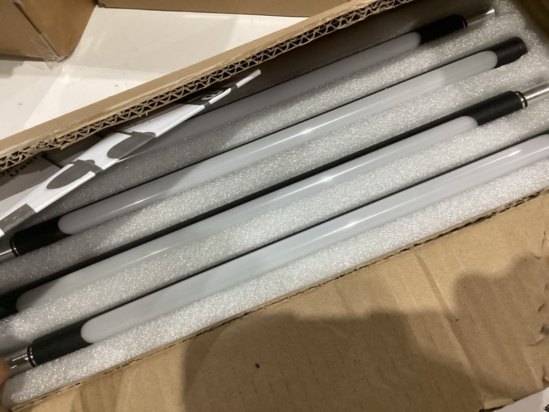 Condition photo showing As Is for Tartek Battery Operated Wall Sconces Set of Two, Rechargeable Wall Lights with Remote Control, Dimmable 3000K-6000K LED Wall Lamp, 360°Rotate, Long Wireless Sconces for Living Room, Bedroom Black Round Base