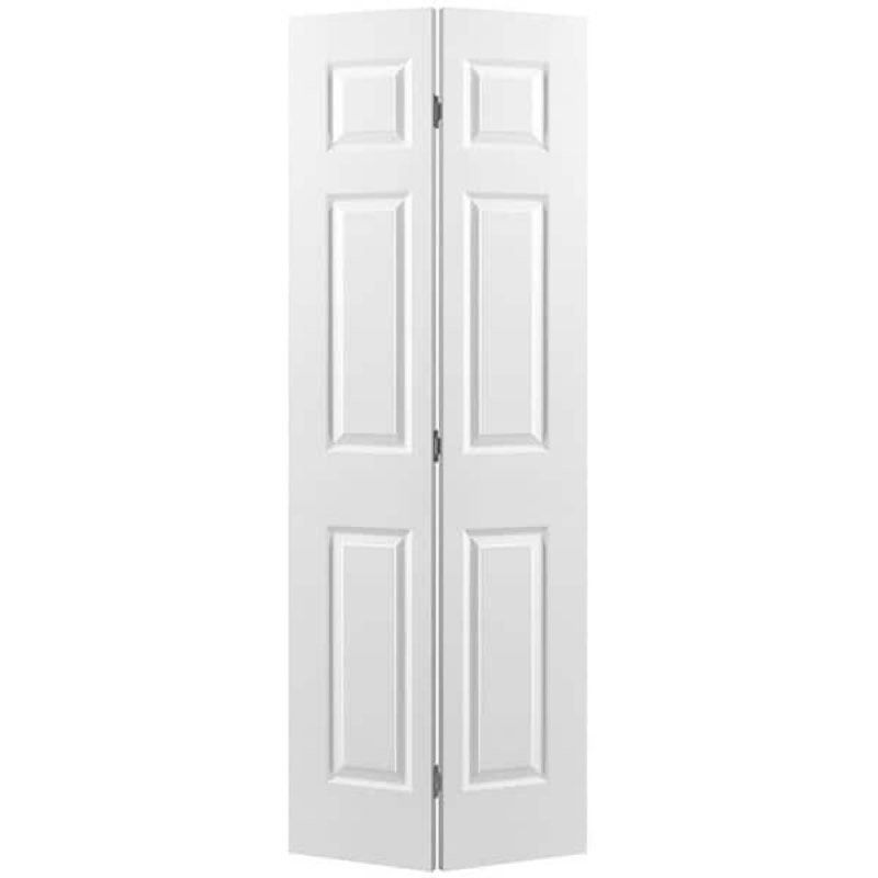 32 in. x 80 in. 6 Panel Textured Primed Hollow Core Composite Bi-fold Interior Door