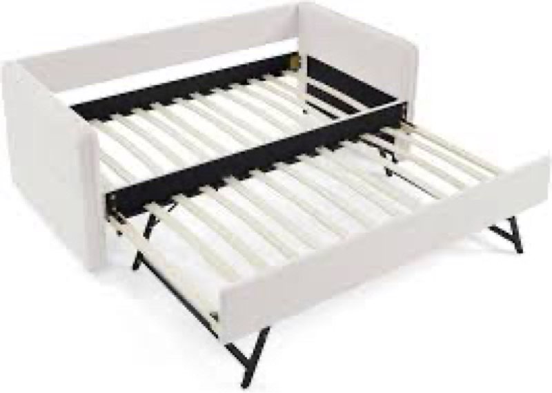 Incomplete *KEIKI Twin Size Upholstery Tufted Daybed with Erectable Trundle, Twin to King Design Modern Extendab