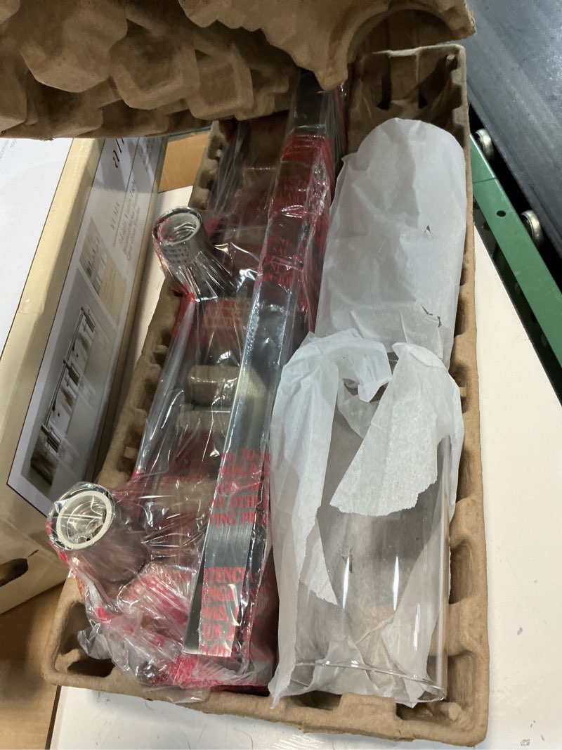 Condition photo showing As Is for allen + roth yuma 24-in 3-light brushed nickel led, vintage vanity light bar