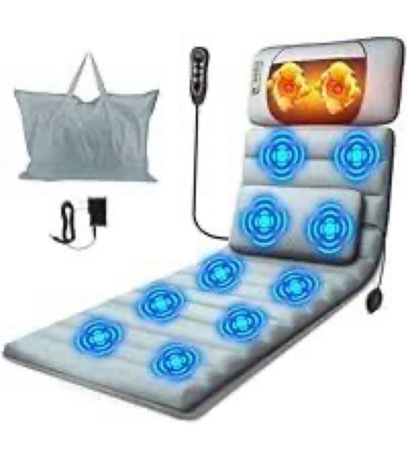 TeqHome Full Body Massage Mat with Heat & Movable Shiatsu Neck Back Massager Pillow, Upgraded Massag