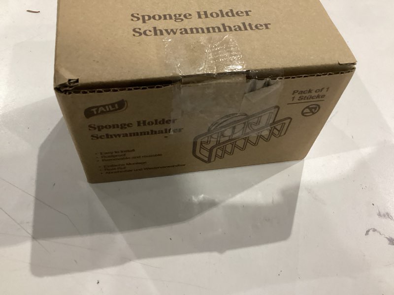 Condition photo showing New/Like New for TAILI Sponge Holder for Kitchen Sink with Strong Suction Cup, Removable Sponge Holder, Rustproof Aluminum Sink Caddy for Sponges, Dish Brush - Silver sink sponge holder Silver