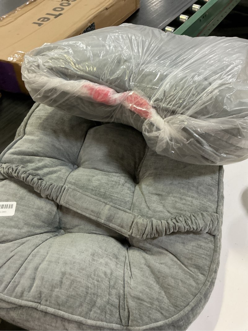 Condition photo showing As Is for detiblue rocking chair cushion set with double-piped edges, high-density foam seat & back cushions for glider rockers, non-slip, thick, comfortable & supportive & stylish(light gray) light gray 17x17/21x17