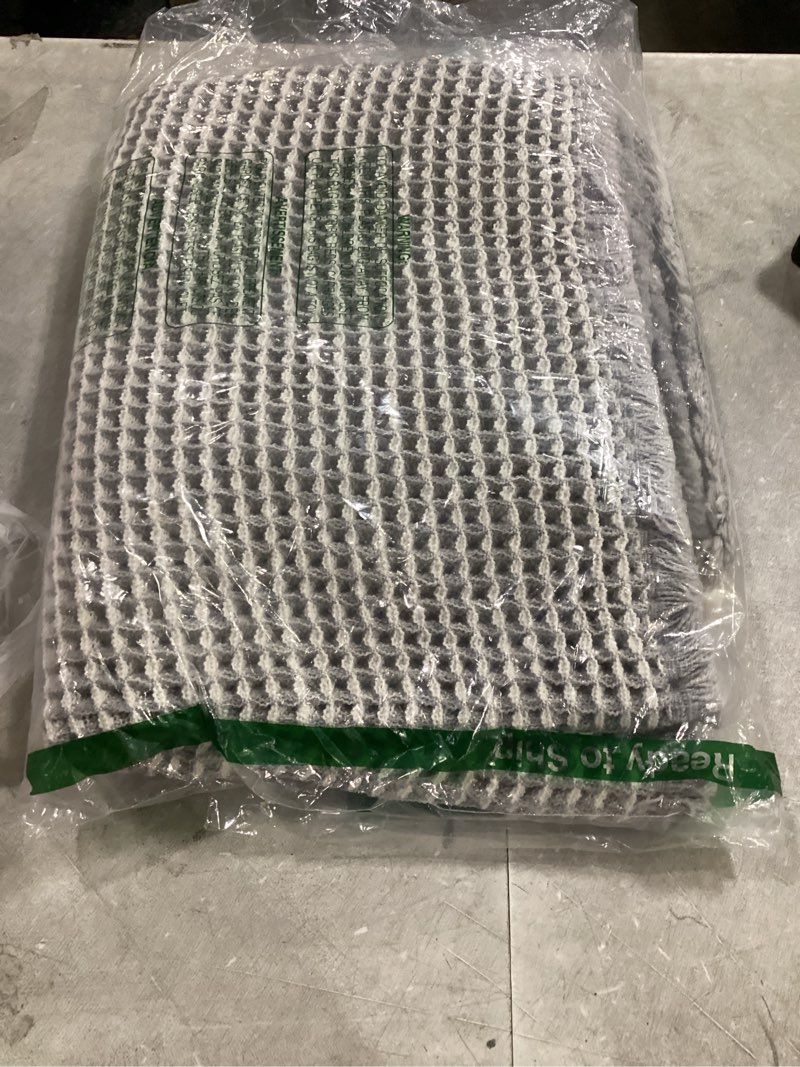 Condition photo showing Good Condition for amoami upgraded waffle runner rug super absorbent non slip bath mats for bathroom machine washable bathroom runner rug with tassels, ideal for hallway bedroom laundry room, 2' x 5', lightgrey & cream