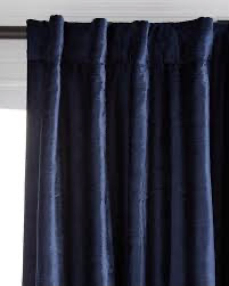QUINCE One Panel Luster Velvet Room Darkening Curtain Navy 