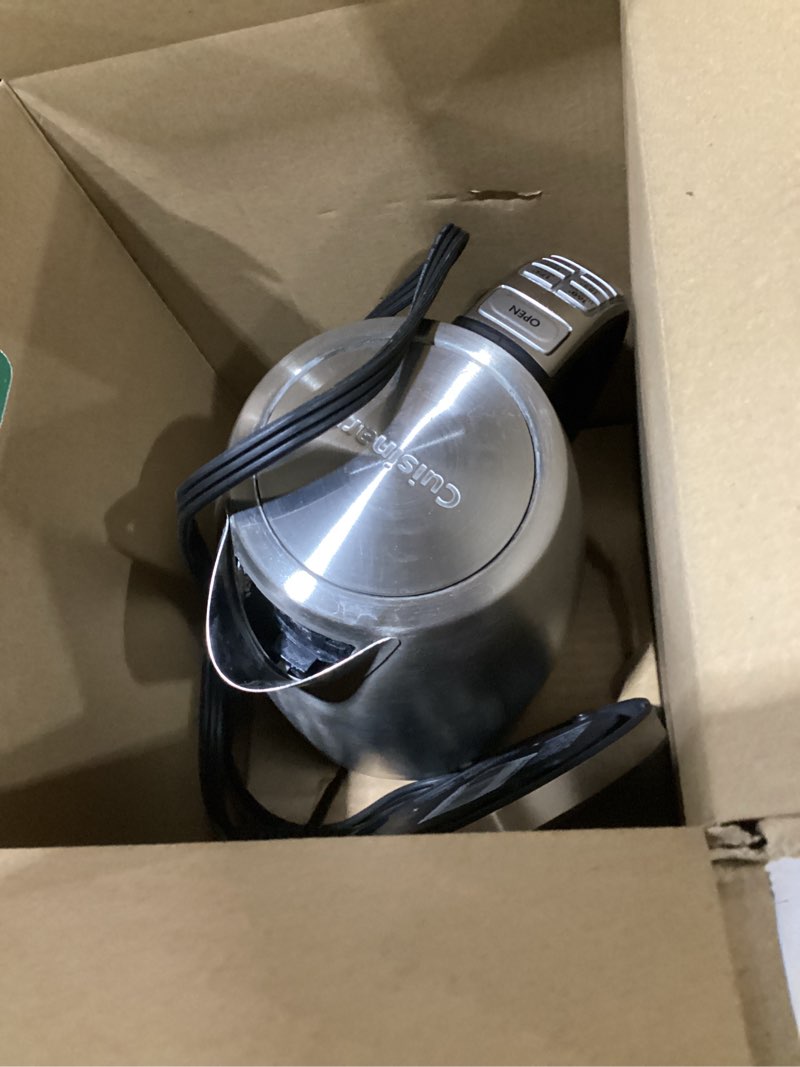 Condition photo showing Good Condition for Not tested!!! Cuisinart PerfecTemp 1.7-Liter Electric Kettle, Cordless Electric Tea Kettle, 1500W for Fast Heat-Up, 6 Preset Temperatures, 30-Minute Keep Warm, Stay Cool Nonslip Handle, CPK-17P1 Stainless Steel PerfecTemp