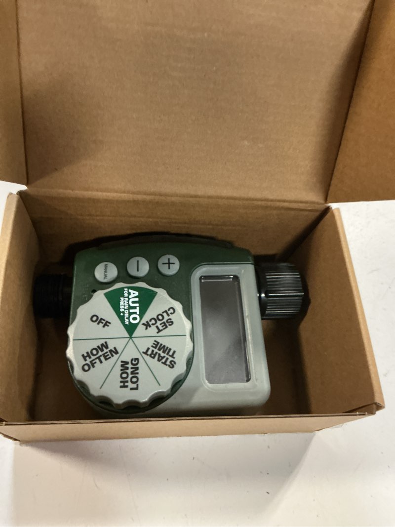 Condition photo showing As Is for orbit 62061z 1-outlet programmable digital hose watering timer 1 outlet